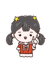 Cute girl cartoon character, avatar minimal portrait 