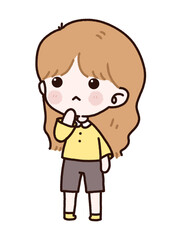 Cute girl cartoon character, avatar minimal portrait 