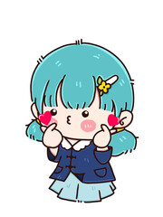 Cute girl cartoon character, avatar minimal portrait 