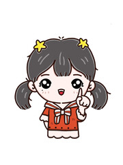 Cute girl cartoon character, avatar minimal portrait 