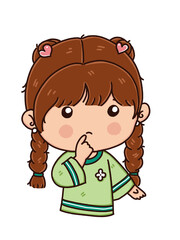 Cute girl cartoon character, avatar minimal portrait 