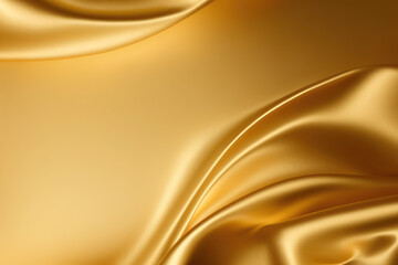 Gold silk wavy fabric background with copy space. Generative AI