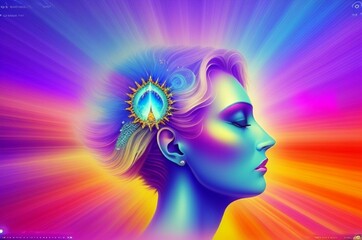 head silhouette with background, Generative AI