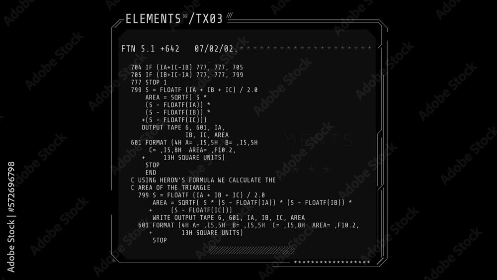 Wall mural square hud interface window with coding elements.