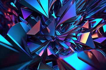 Stylish multi-color crystal background. 3d illustration, 3d rendering. Seamless texture of abstract bright shiny colorful geometric shapes. Generative Ai