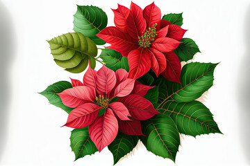 Poinsettia Flowers, Illustration, Generative AI