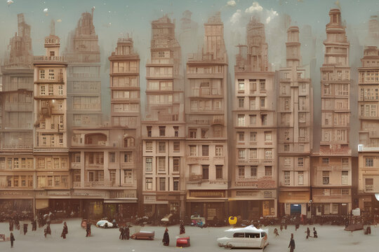 artistic city landscape background for banners or greeting cards, generative AI