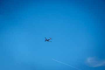 Plane in the sky of London.