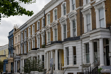 Fototapeta na wymiar Street in Notting Hill, district in the borough of Kensington and Chelsea in central London.