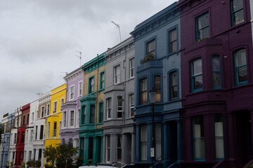 Fototapeta na wymiar Street in Notting Hill, district in the borough of Kensington and Chelsea in central London.