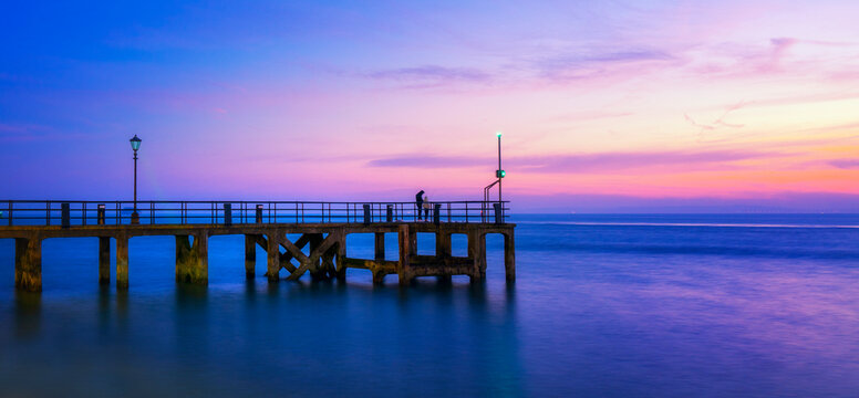A long exposure of Victoria pier situated at the entrance to Portsmouth harbour in Hampshire, UK. Now mainly used for fishing.