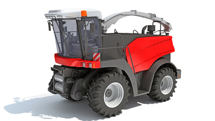 Combine Harvester 3D rendering on white background