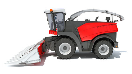 Combine Harvester 3D rendering on white background