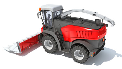 Naklejka premium Combine Harvester 3D rendering on white background