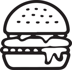 Minimalist Burger Icon on White Background. Fast Food Symbol. Vector Illustration