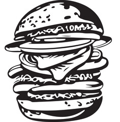 Fast Food Hamburger Vector Illustration for Vinyl Cutting