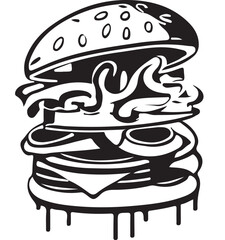 Fast Food Hamburger Vector Illustration for Vinyl Cutting