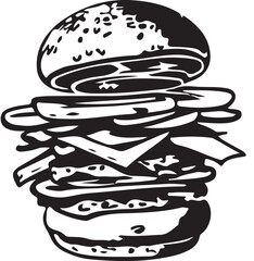 Fast Food Hamburger Vector Illustration for Vinyl Cutting