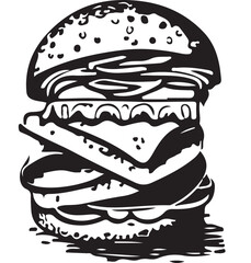 Fast Food Hamburger Vector Illustration for Vinyl Cutting