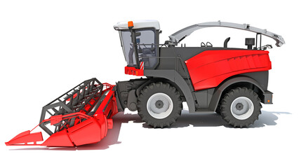 Combine Harvester 3D rendering on white background