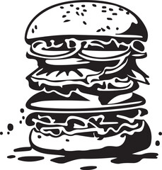 Fast Food Hamburger Vector Illustration for Vinyl Cutting