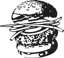 Fast Food Hamburger Vector Illustration for Vinyl Cutting