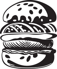 Fast Food Hamburger Vector Illustration for Vinyl Cutting