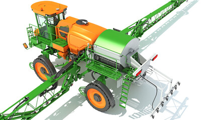 Farm Sprayer 3D rendering on white background