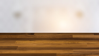 Bathroom interior bathtub. 3D rendering.. Sunset., Background with empty wooden table. Flooring.