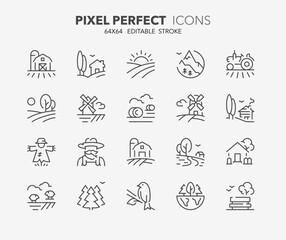 countryside thin line icons