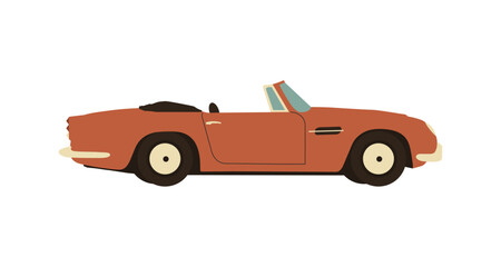 Retro old school car. Flat vector illustration. 