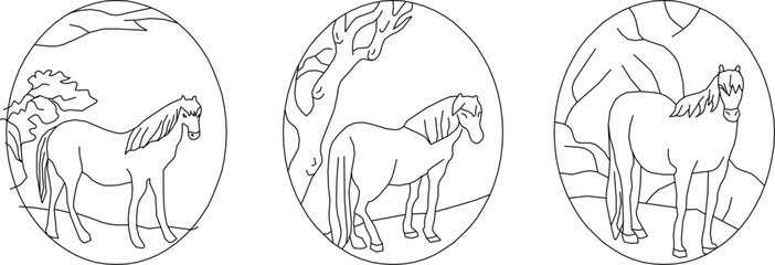 Abstract horse illustration vector sketch