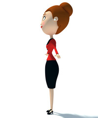 3D Cartoon style Girl 3D rendering on white background