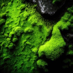 Painted Stabilized Moss Texture Background, Green Moss Wall for Modern Interior, Abstract Generative AI Illustration