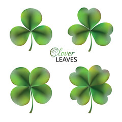 Set of clover leaves. Shamrock leaves. Elements for Saint Patricks Day.