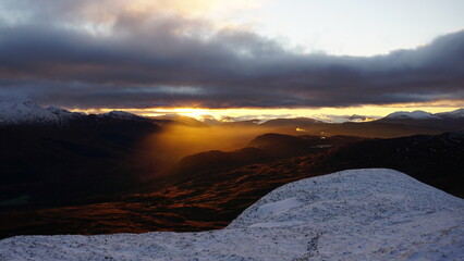 Scottish highlands twilight sunset snow 