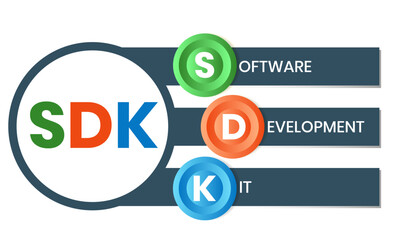 SDK - Software Development Kit acronym. business concept background. vector illustration concept with keywords and icons. lettering illustration with icons for web banner, flyer, landing page