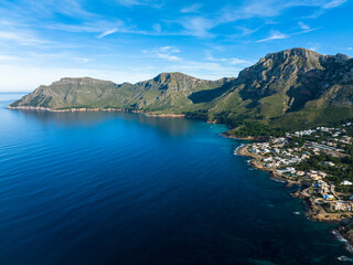 Obraz premium Aerial view, Colonia de Sant Pere near Betlem, Cap Ferrutx., Region Arta, Mallorca, Balearic Islands, Spain