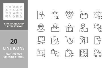 click and collect 64px and 256px editable vector set