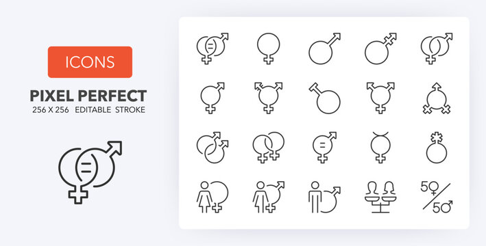 Gender And Equality Line Icons 256 X 256