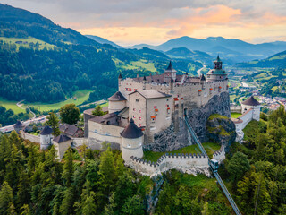 Fototapeta na wymiar Majestic Scenery of Hohenwerfen Castle and Fortress Austria's Iconic Landmark and Natural Wonders