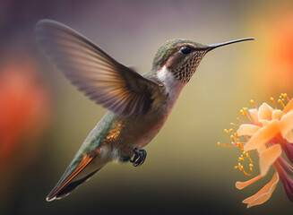 Hummingbird in flight. Generative AI