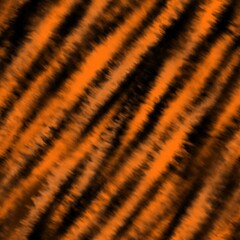 Tie dye animal skin seamless pattern with waves in orange and dark brown colors. Watercolor blurred abstract pattern. Diagonal defocused tiger stripes