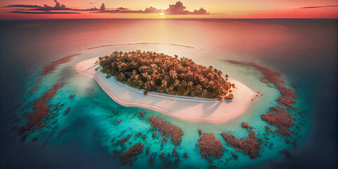 Fototapety  aerial view of tropical island, Generative AI