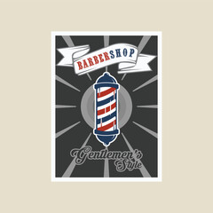 Barber Shop retro vector poster illustration template graphic design. barbershop banner for business with vintage style