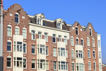 Fototapeta na wymiar Amsterdam Rozengracht Street Brick Building Facade with 1894 Inscription, Netherlands