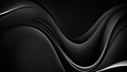 black color abstract background, wavy surface, generative ai