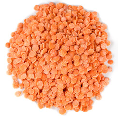 lentils on white background close up