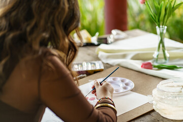 Artist drawing by artist brush mix color acrylic water color oil painting on art creativity and part therapy