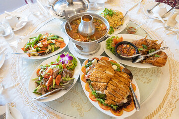 Chinese dishes set or east asian food style